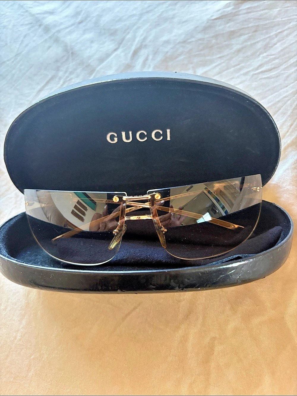 Gucci Rimless Gold & Brown Sunglasses